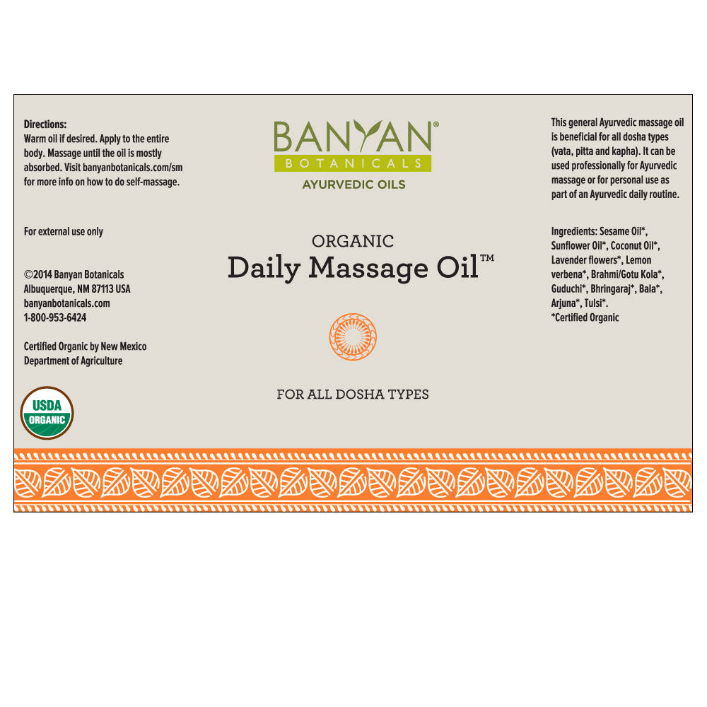 34 fl oz: Daily Massage Oil Label