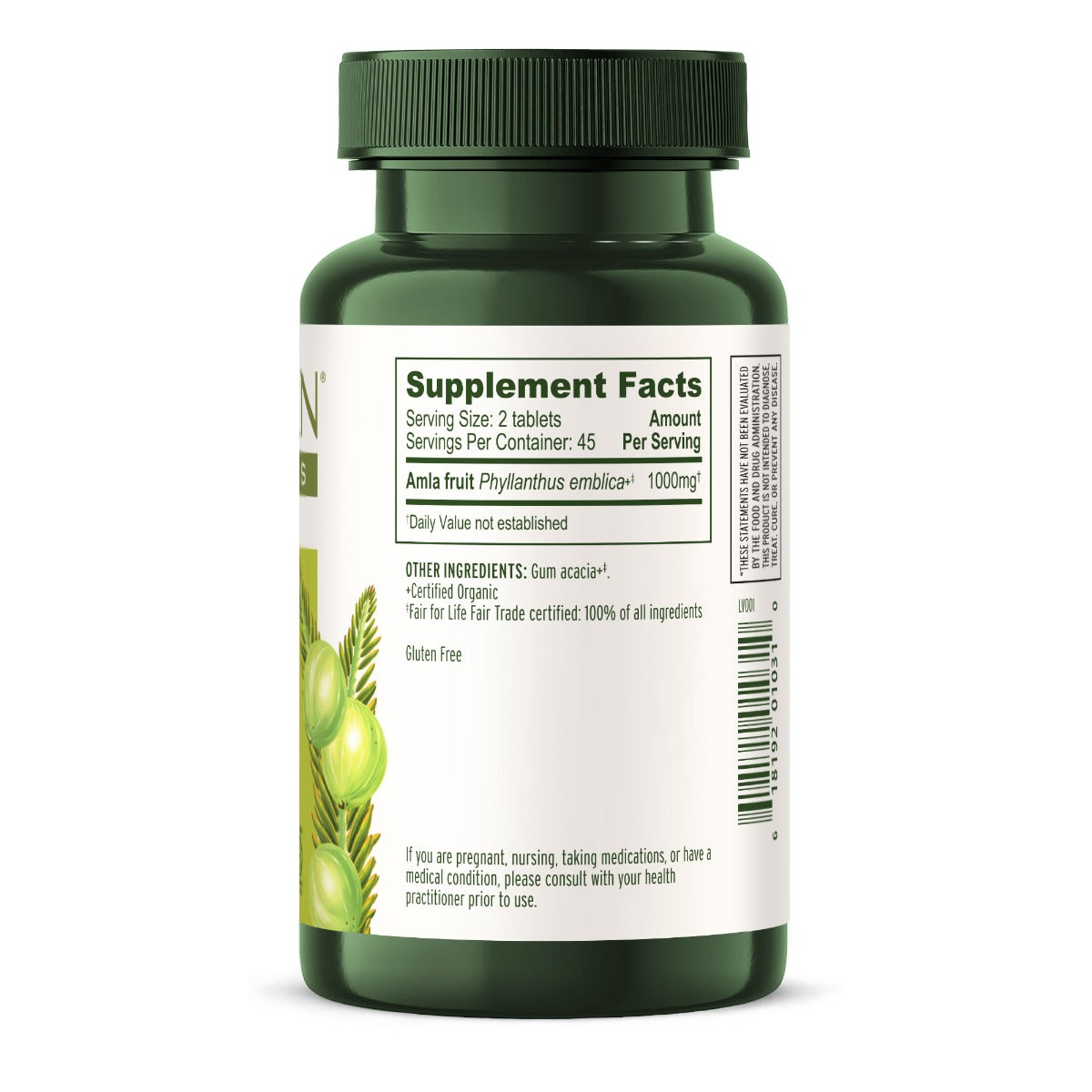 Amla tablet Supplement Facts Graphic