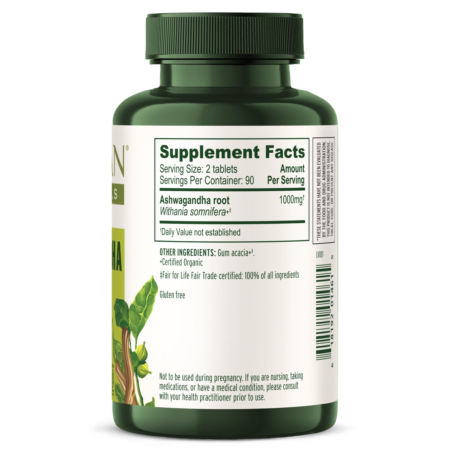 180 count: Ashwagandha Tablets Supplement Facts