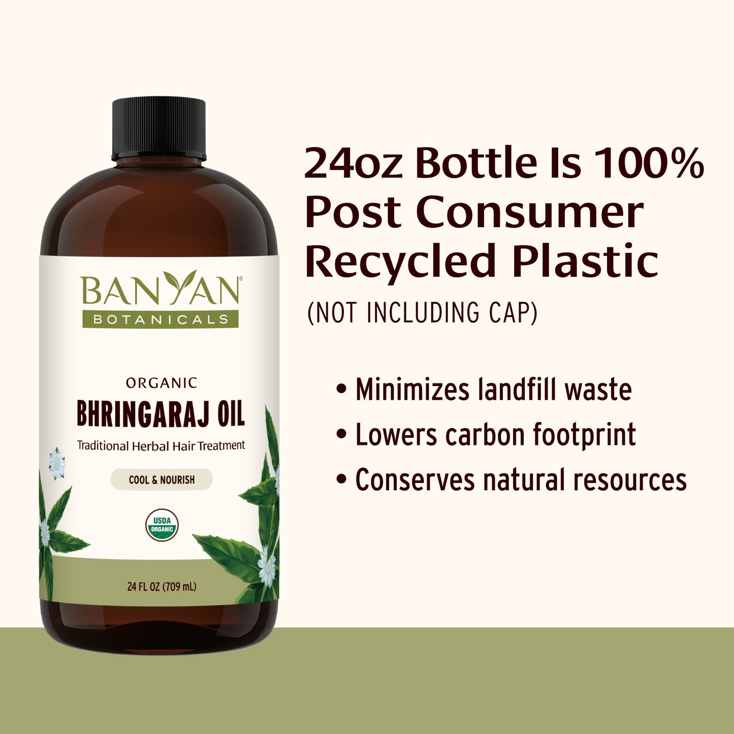 24 fl oz: Bhringaraj Oil 100% PCR Recycled Plastic