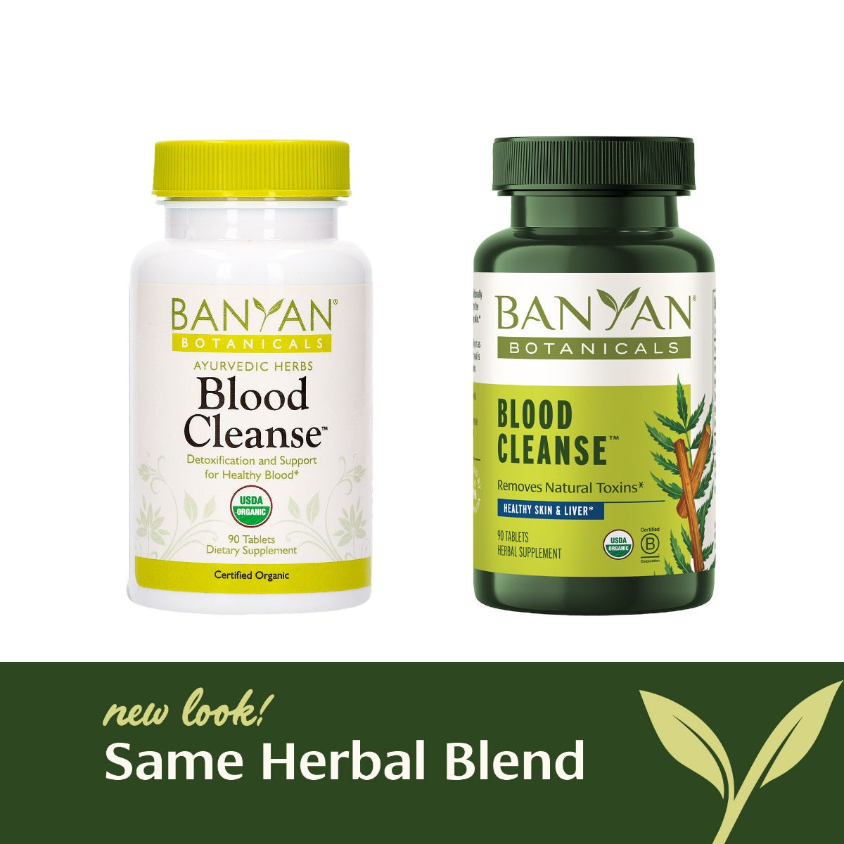 Blood Cleanse™ tablets new vs old branding