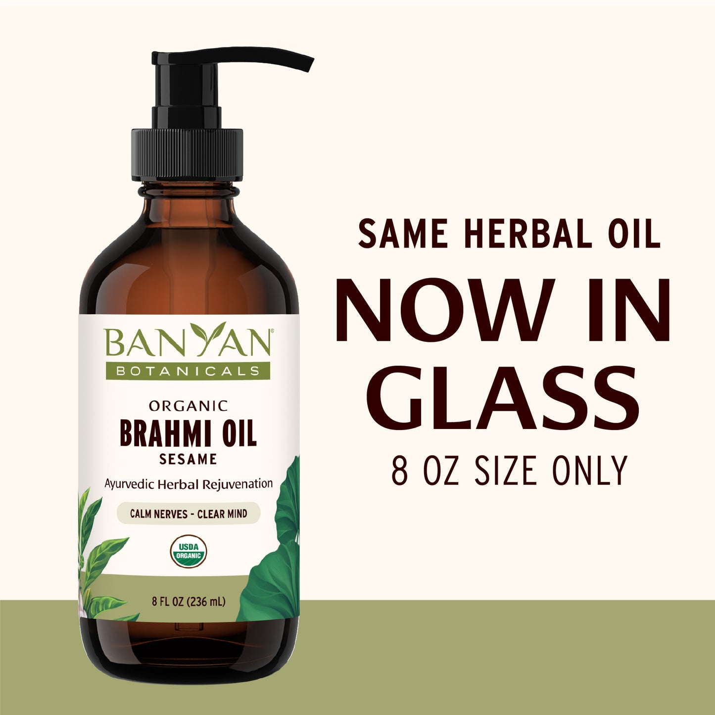 8 fl oz: Brahmi Sesame Oil Now in Glass