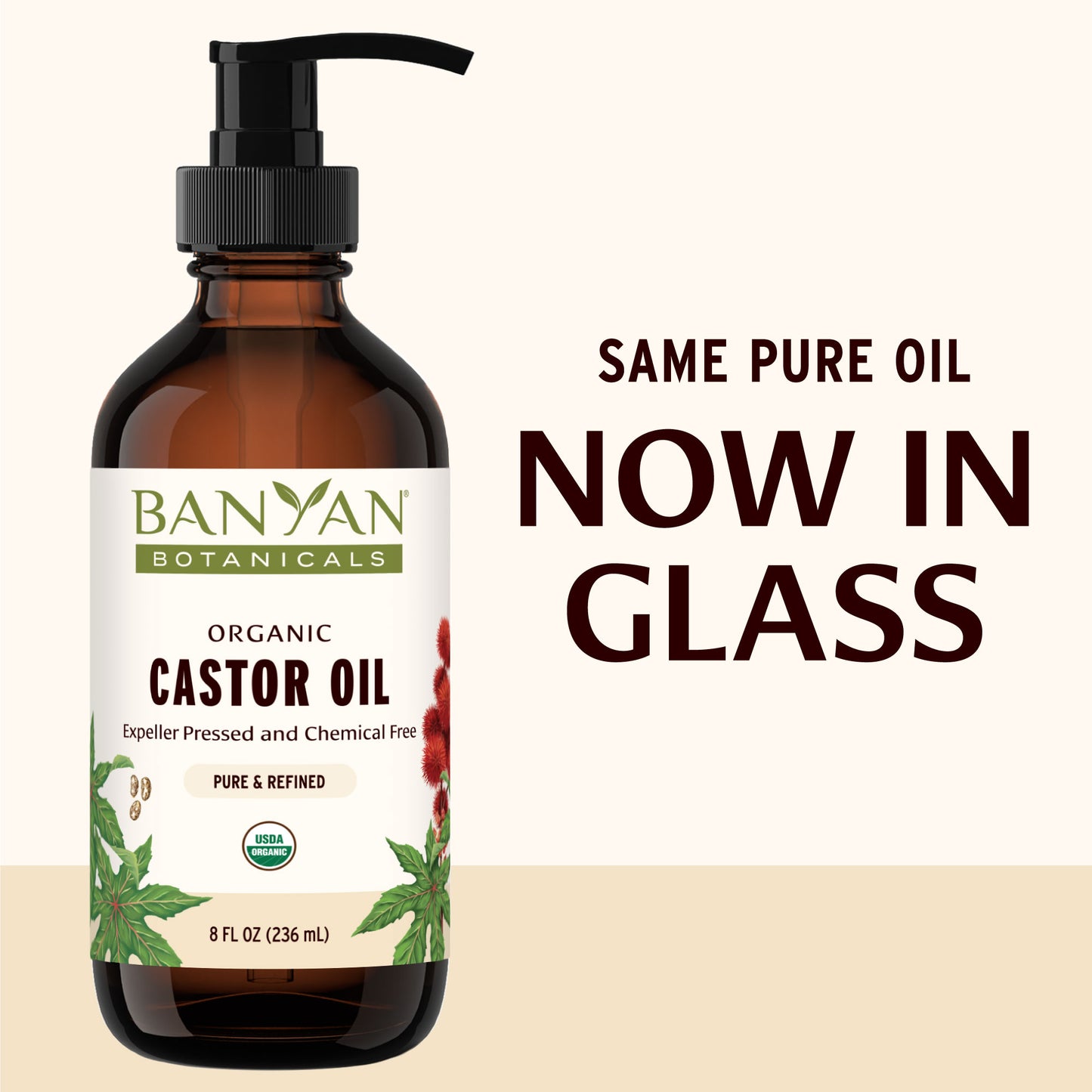 8 fl oz: Castor Oil in Glass