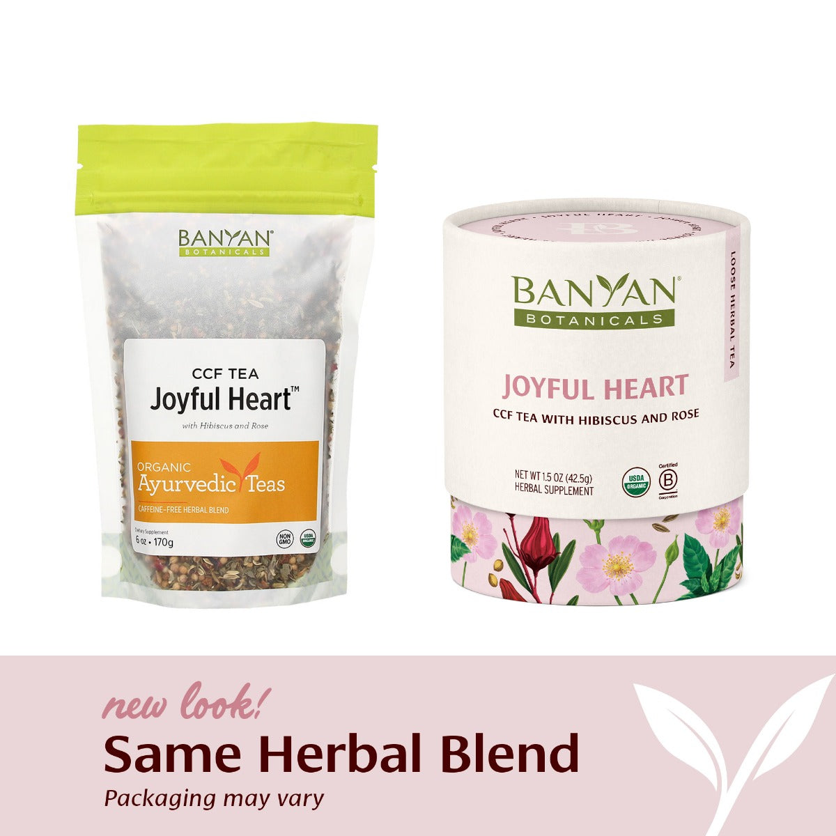 Joyful Heart CCF Tea New vs Old Branding