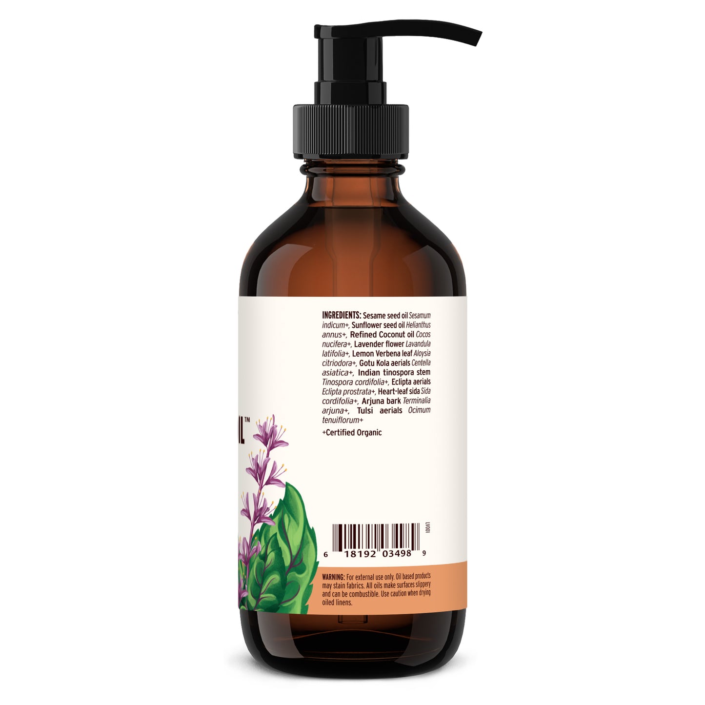 8 fl oz: Daily Massage Oil ingredients label