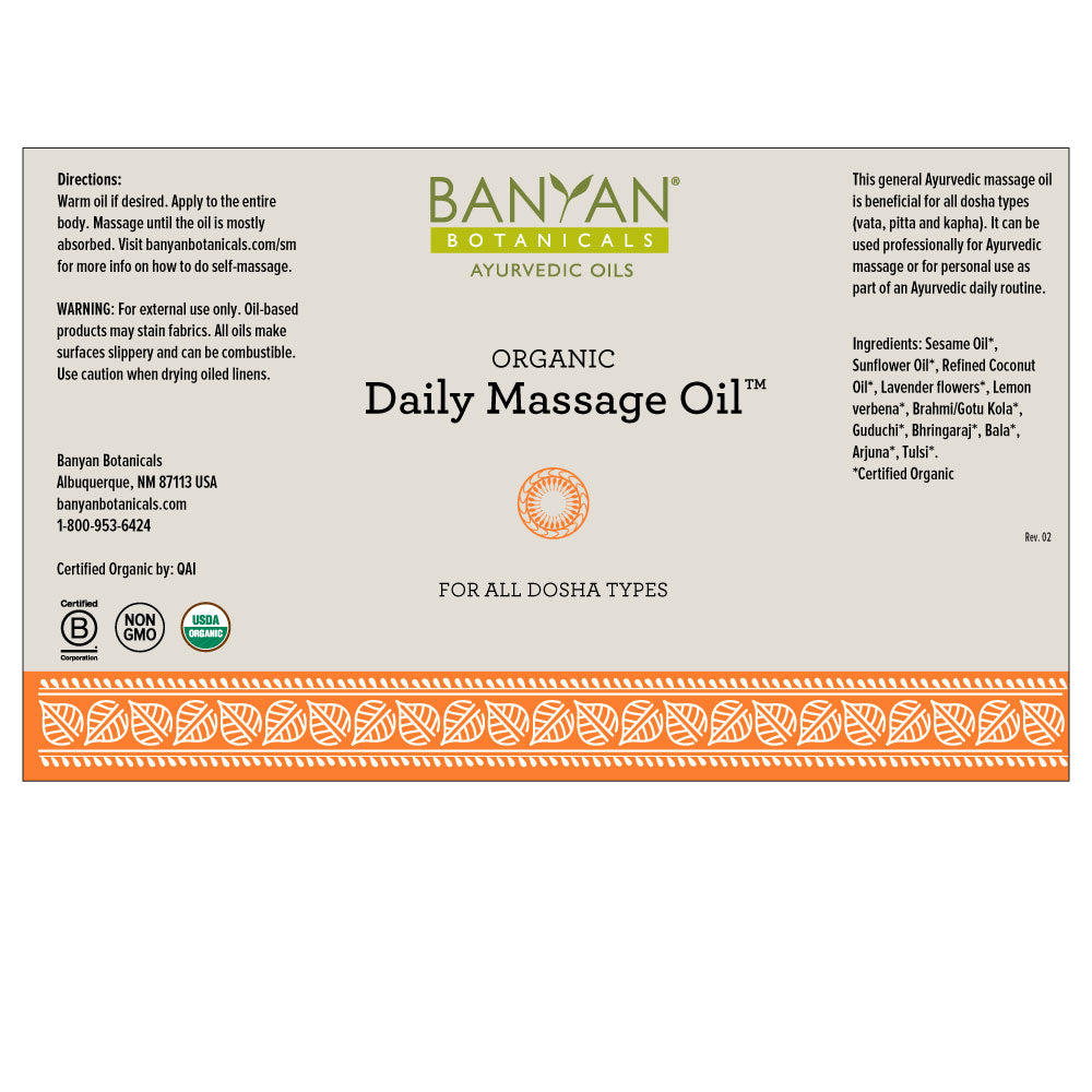 12 fl oz: Daily Massage Oil Label
