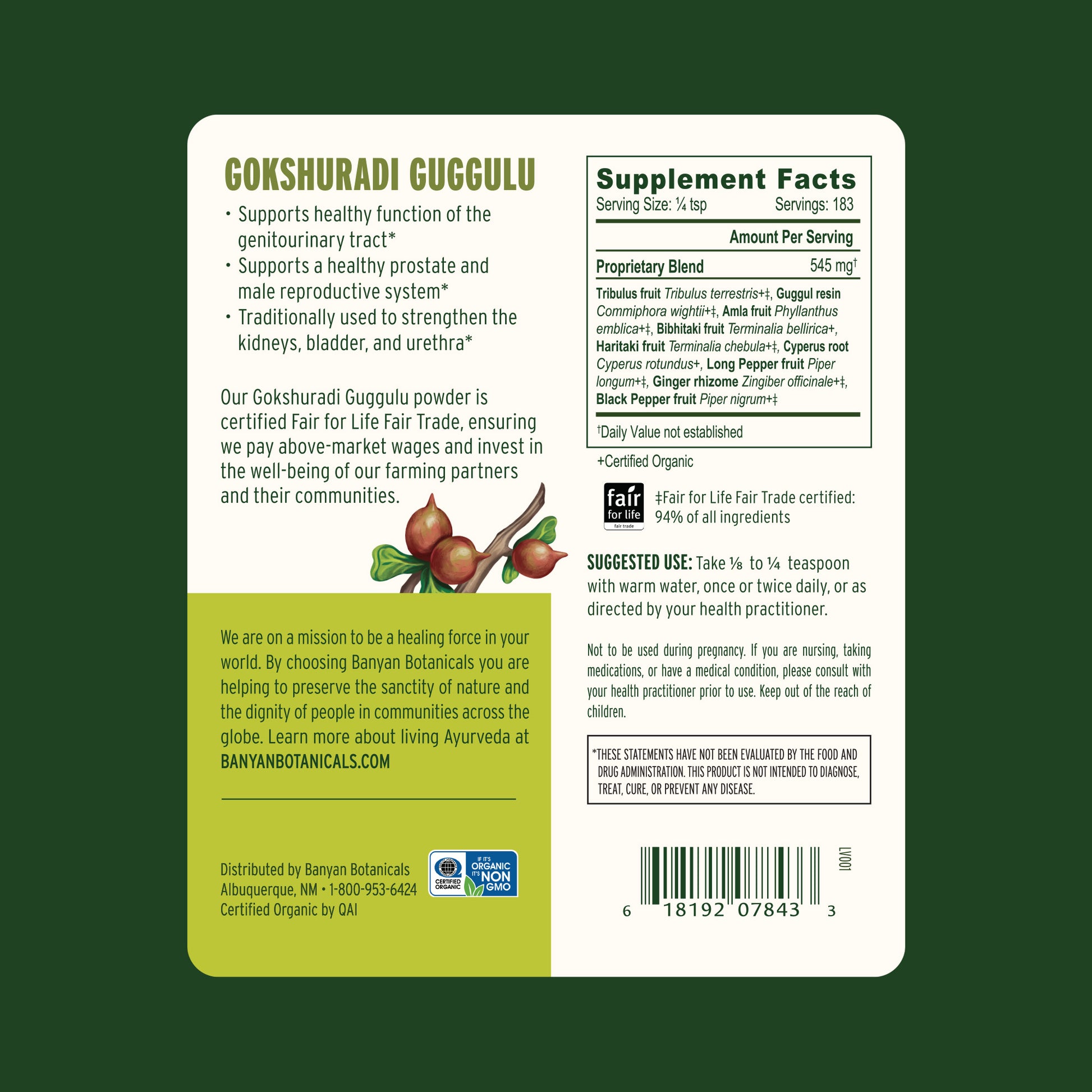 3.5 oz: Gokshuradi Guggulu powder Supplement Facts