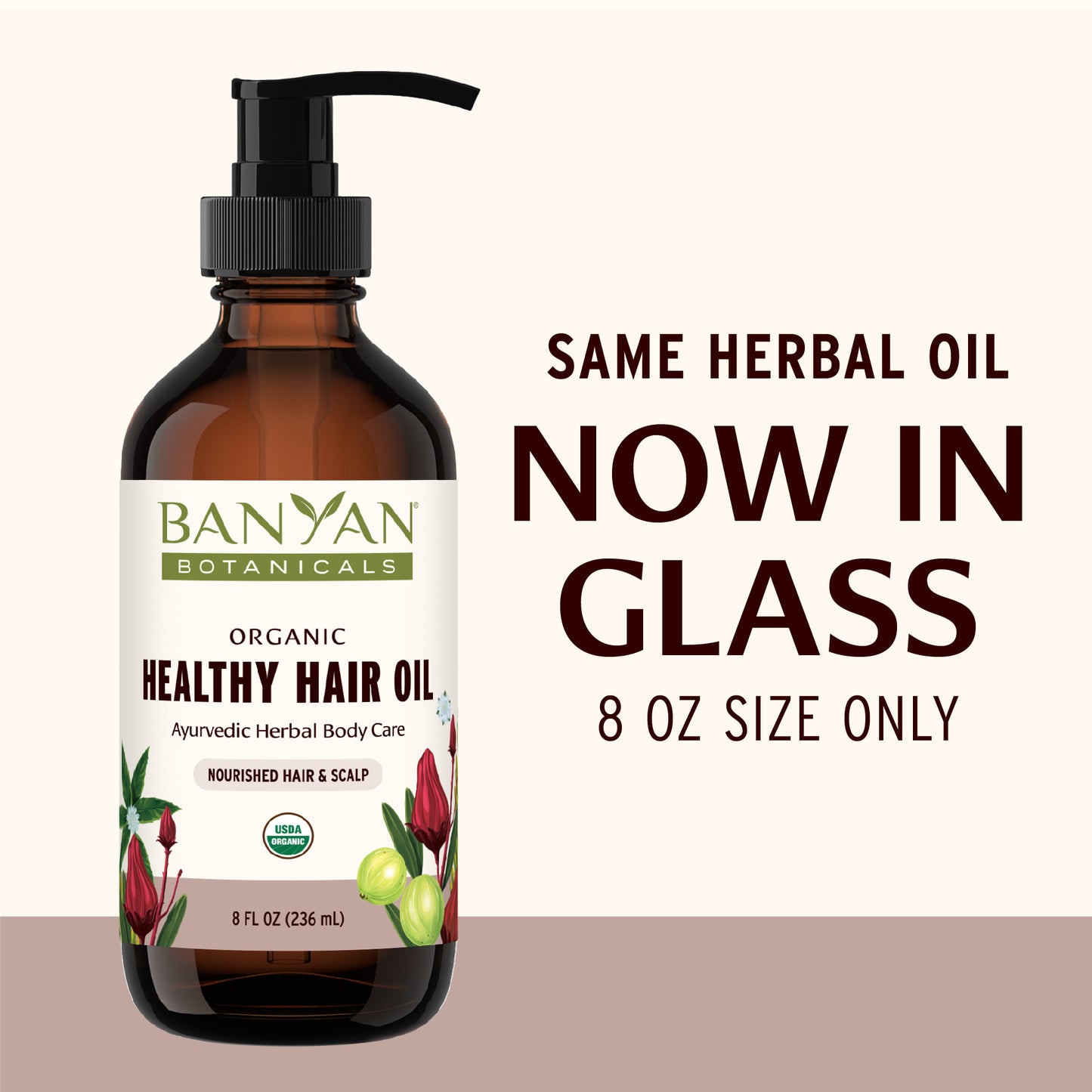 8 fl oz: Healthy Hair Oil Now in Glass