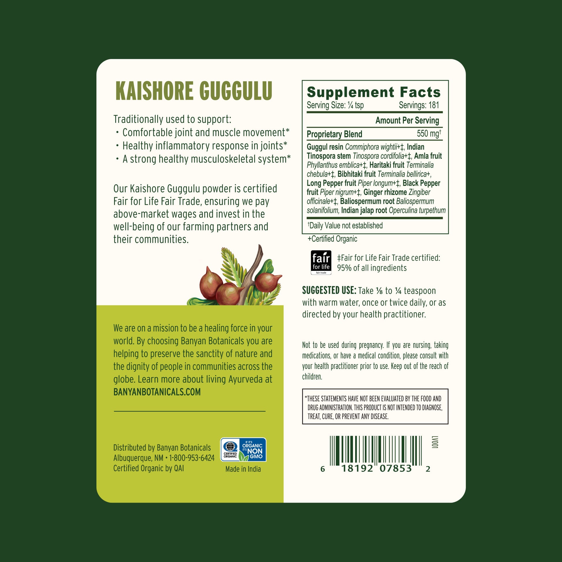 Kaishore Guggulu powder Supplement Facts