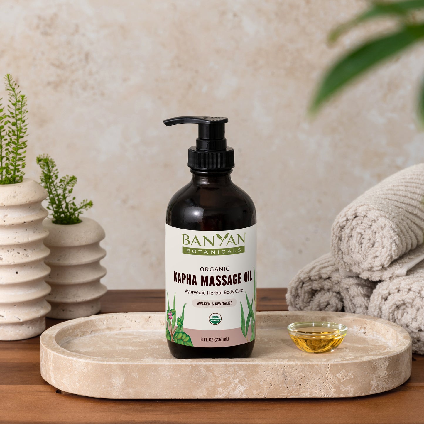 8 fl oz: Kapha Massage Oil in bowl