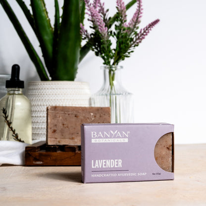 Lavender Soap with plant in background