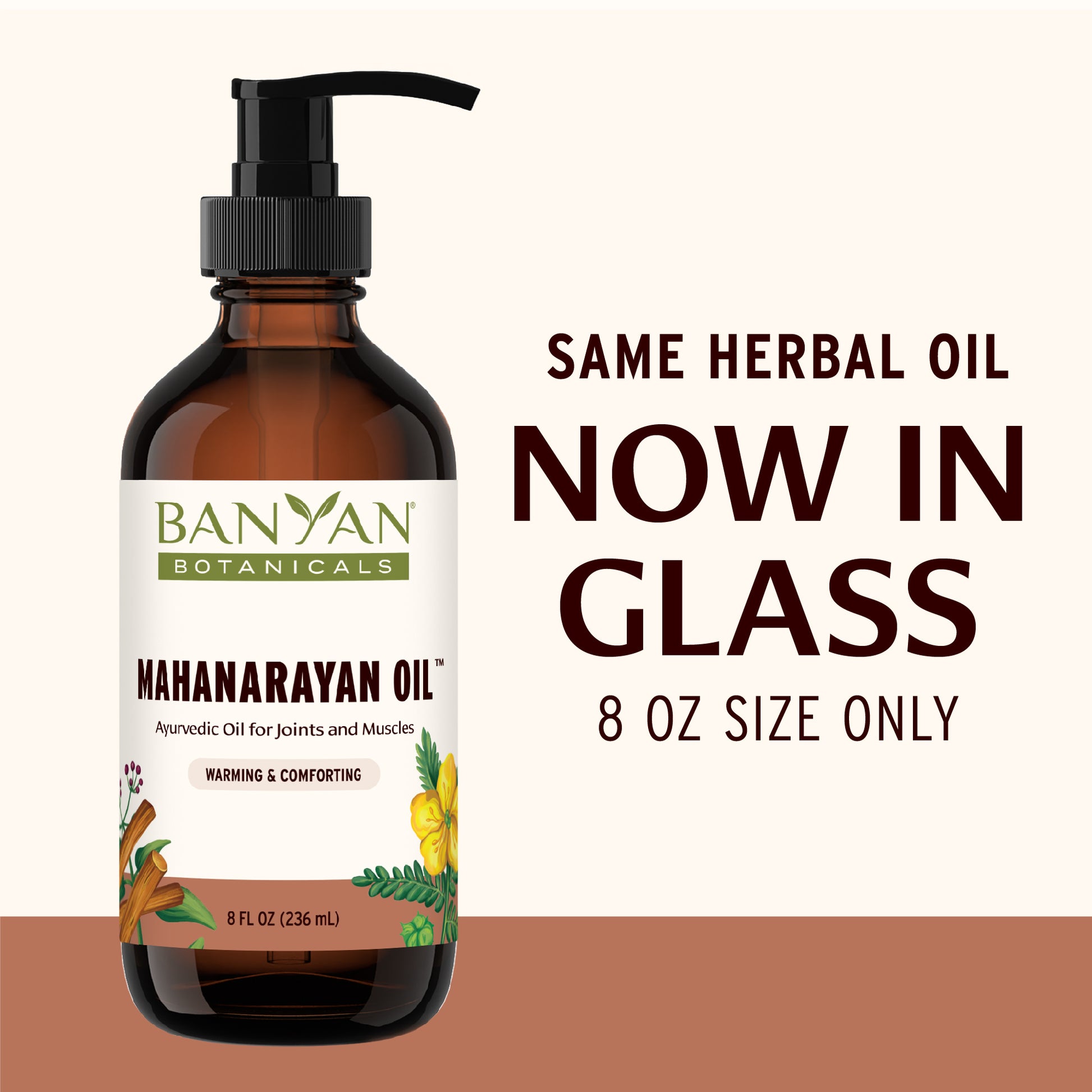 8 fl oz: Mahanarayan Oil Now in Glass