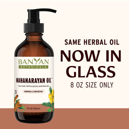 8 fl oz: Mahanarayan Oil Now in Glass