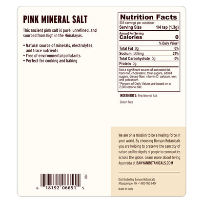 1 lb: Pink Mineral Salt Nutrition Facts