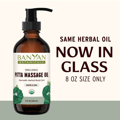 8 fl oz: Pitta Massage Oil 8 oz Glass