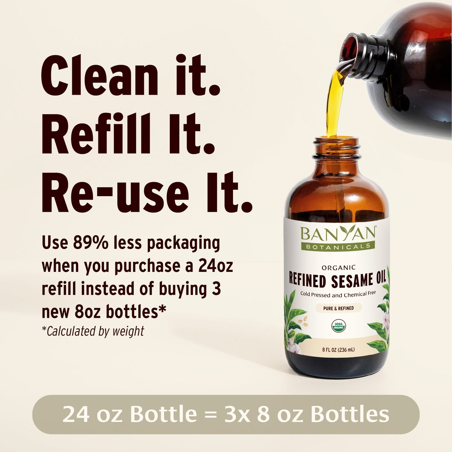 8 fl oz: Refined Sesame Oil Refill