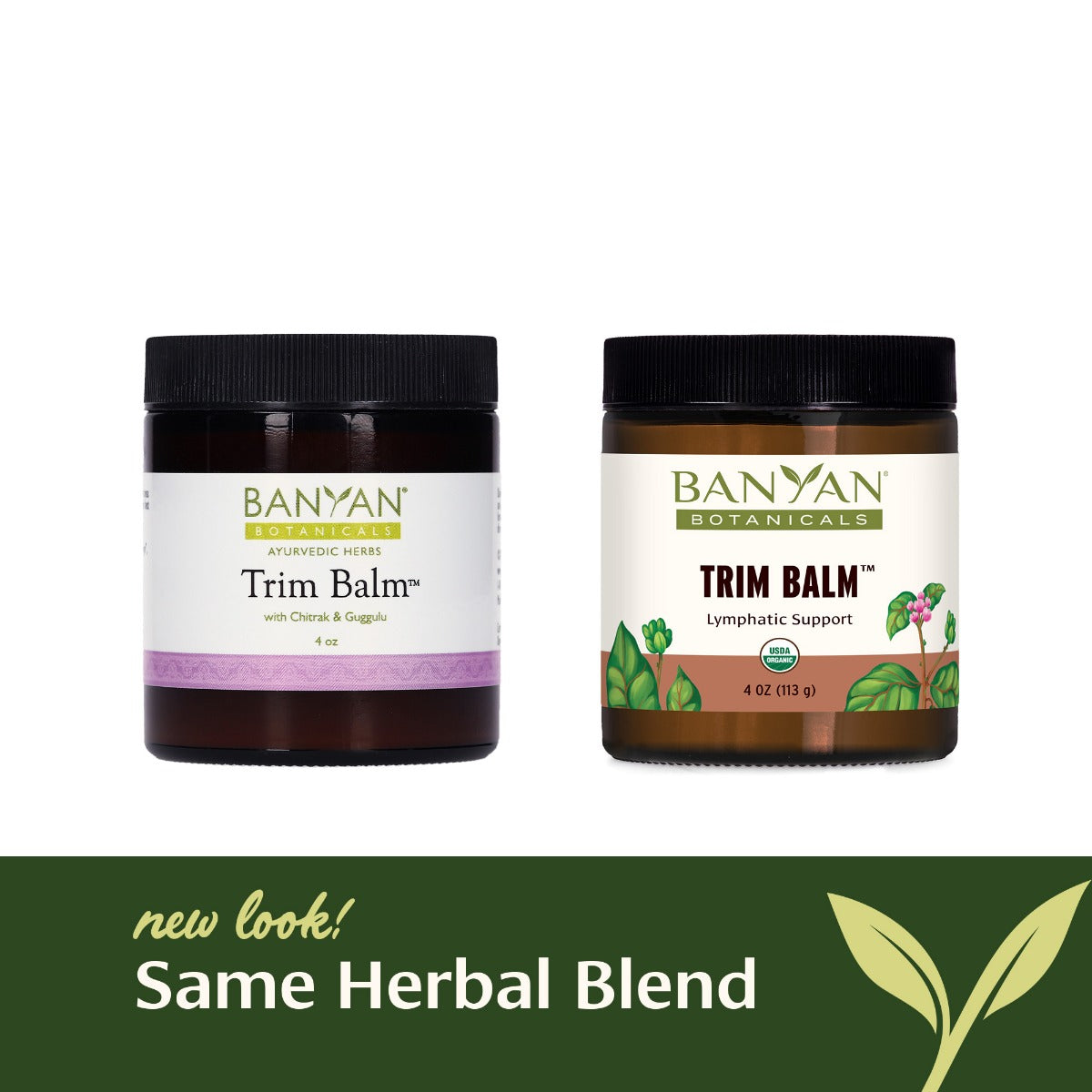 Trim Balm Lymphatic Support new vs old branding